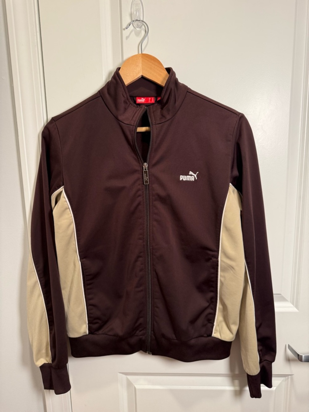 Puma Dark Brown and Beige Full-Zip Track Jacket